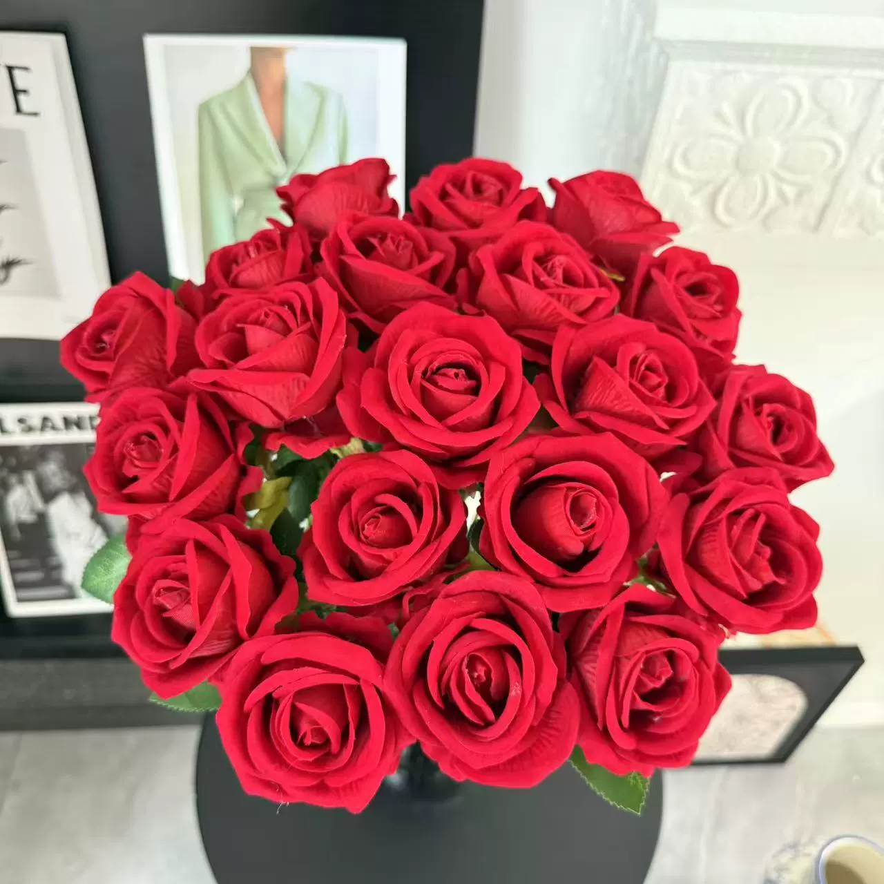 Single flannel simulated rose mall window rose waterfall outdoor layout flower wall flower arrangement home decoration flower