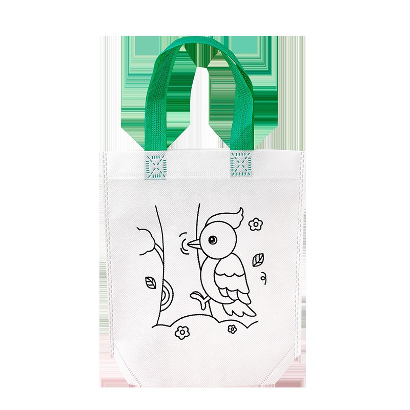 Bolso de graffiti hecho a mano de bricolaje de dibujos animados, dibujo para niños, regalo para colorear, lindo bolso de graffiti no tejido