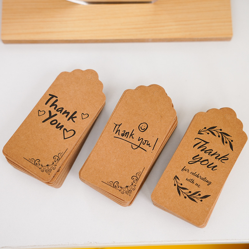 50片价 新款感谢复古thank you 牛皮纸吊牌 谢谢烘焙标签包装吊牌