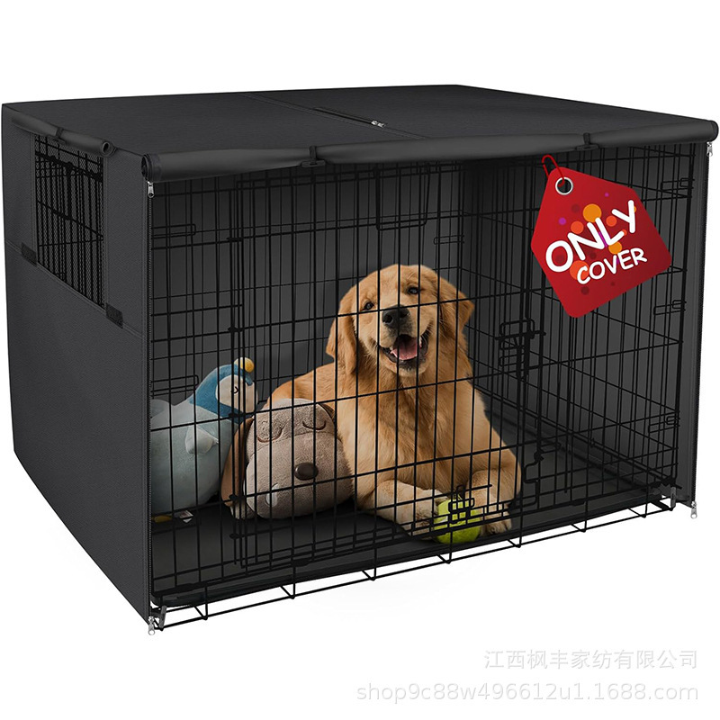 Outdoor Dog Cage Cover Dog Cage Cover Heavy Duty Polyester Pet Kennel Sunshade Neutral for Wire Cage(Black)