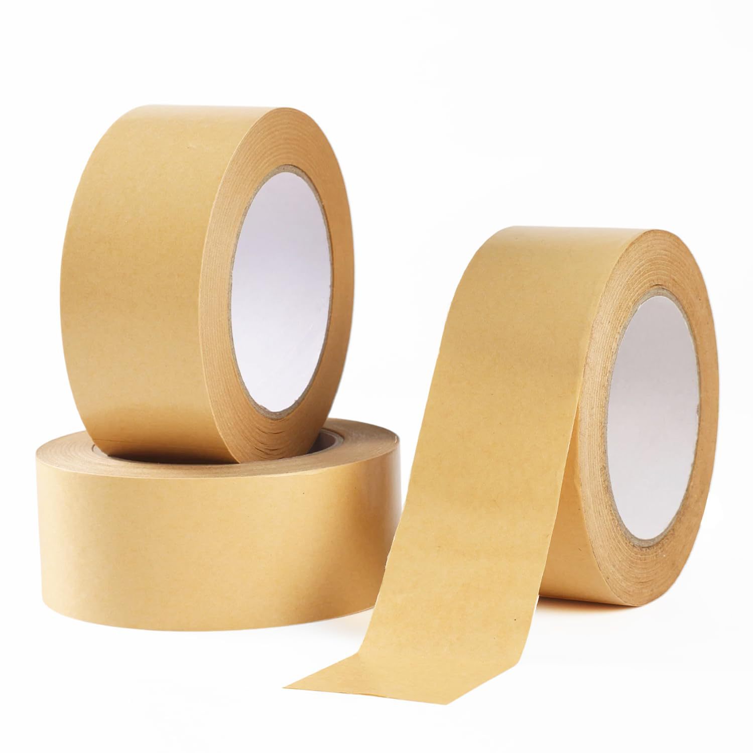 Cinta de papel kraft de alta viscosidad, adhesivo termofusible, sellado y embalaje autoadhesivo sin agua, cinta de enmarcado impermeable con revestimiento marrón, fácil de rasgar.