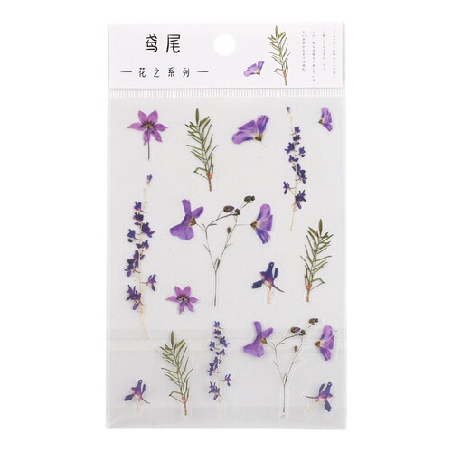 Mr. Paper PET Flat Sticker Flower Series Small Fresh Handbook Decoration Ink Word Plant Material DIY Sticker