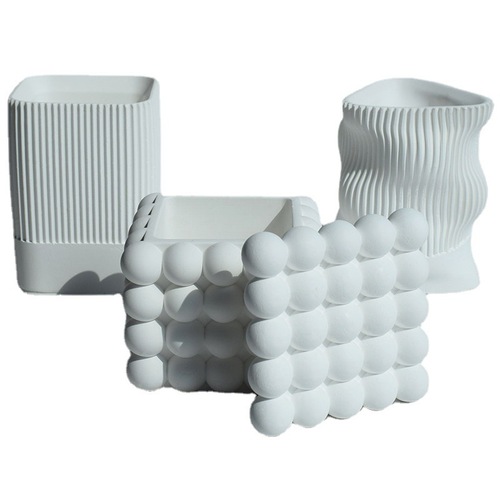 Ins Geometric Magic Ball Crystal Droplet Silicone Mold DIY Striped Storage Box Pen Holder Vase Plaster Ornament