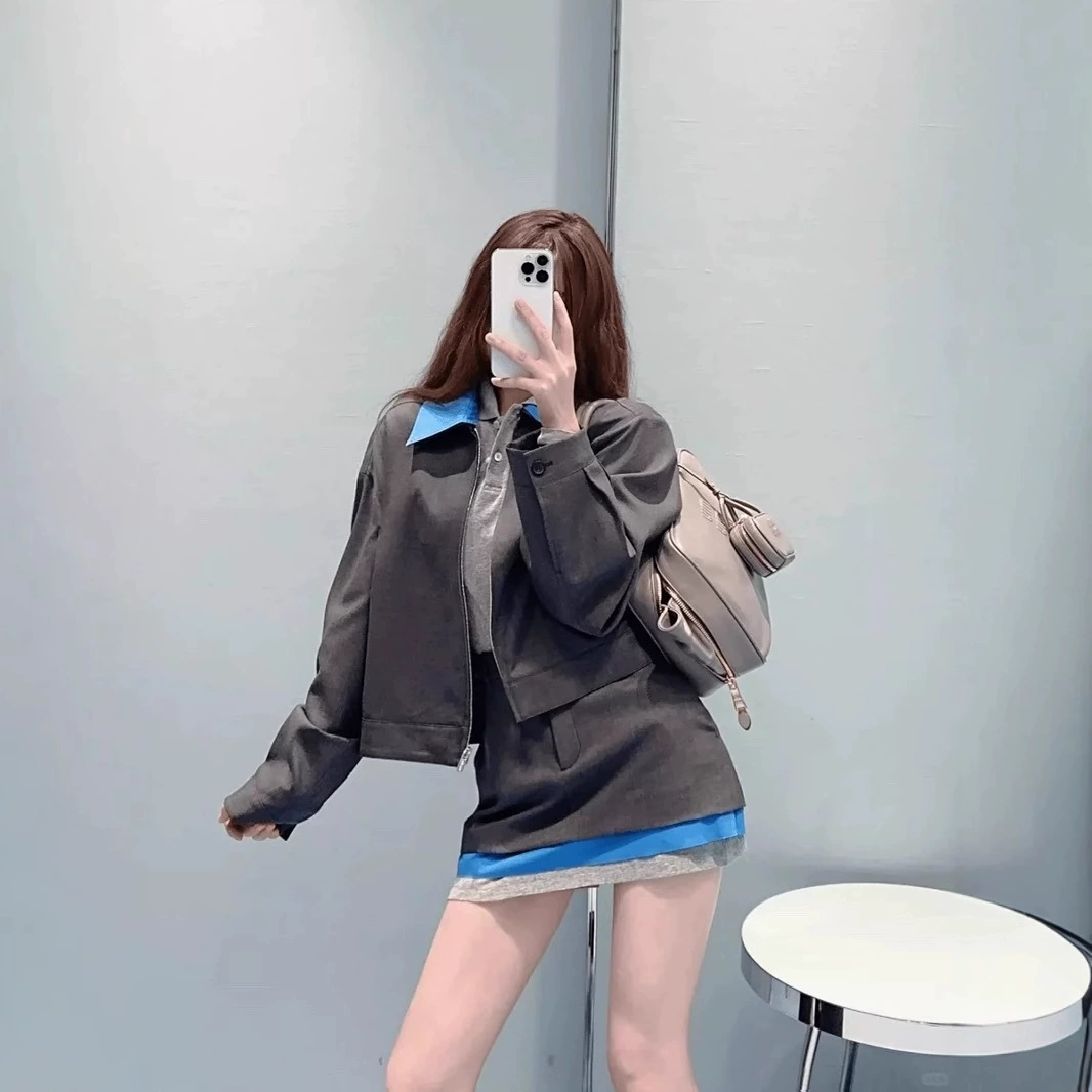 Cute patch, suit with zipper, long-sleeve, jacket, with embroidery