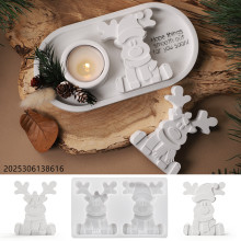 diy水晶滴胶水泥石膏圣诞节麋鹿小鹿节日摆件摆件镜面硅胶模具