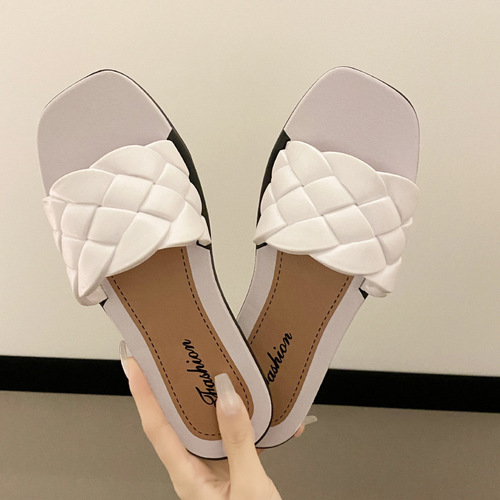 Summer New Women's Slippers for Home, Indoor and Outdoor Wear, Fashion One Strap, Rhombus Outline, Overseas Cross-Border Special Supply, Shopee Wholesale