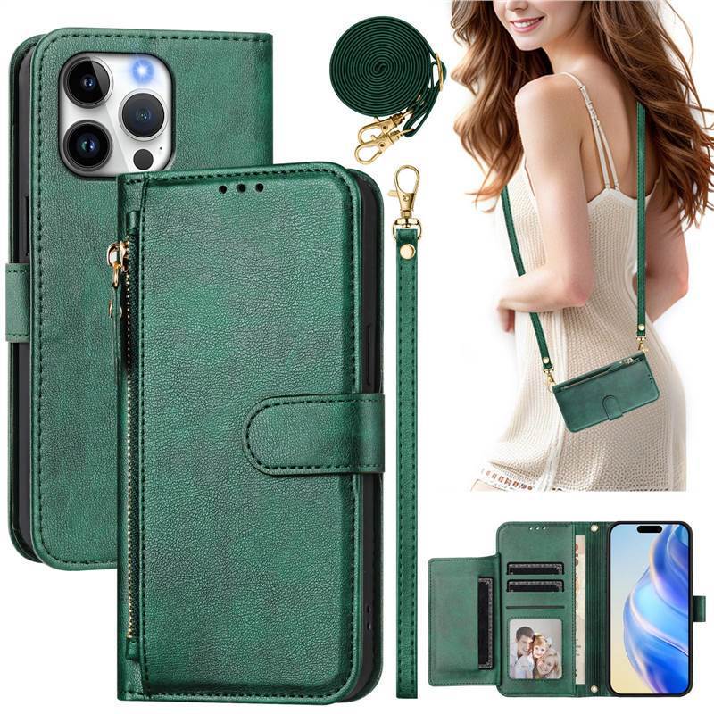 Suitable for Apple 17 Mobile Phone Leather Case Pure Color Multi-Zipper Card Wallet 16Promax Wallet Case Amazon Suitable for Apple 17 Mobile Phone Leather Case Pure Color Multi-Zipper Card Wallet 16Promax Wallet Case Amazon