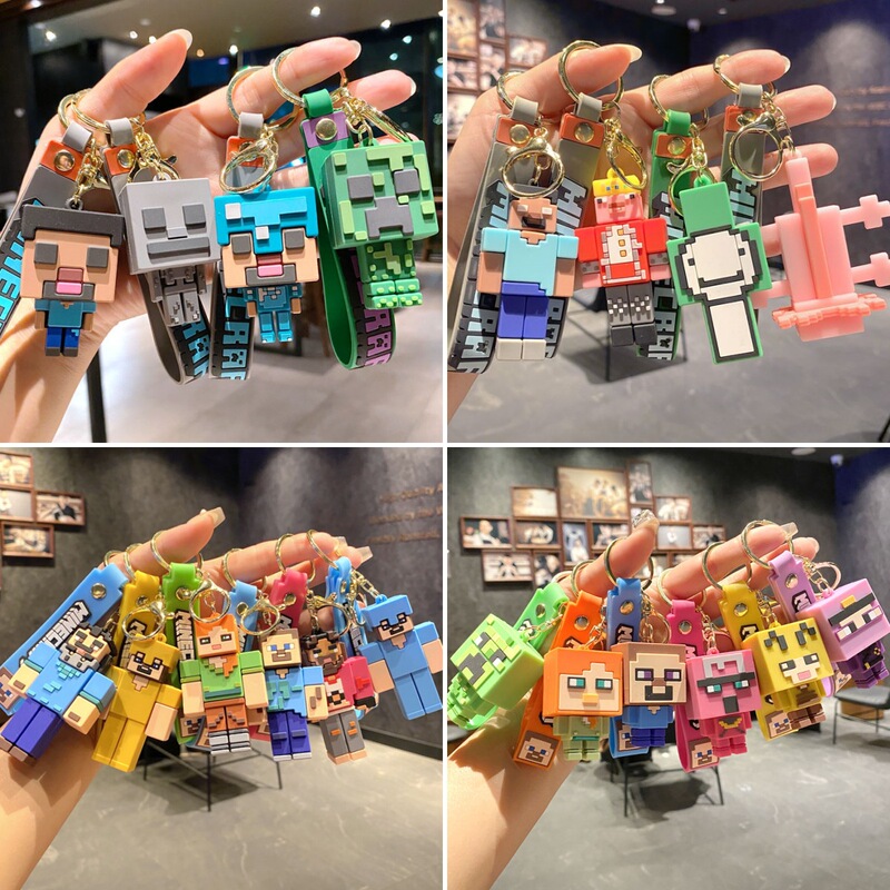 3D Sandbox Game Minecraft Keychain Cute Doll Pendant Car Bag Keychain