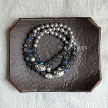 s925纯银法棍猫天然灰月光灰珍珠手链小众设计个性高级感手饰