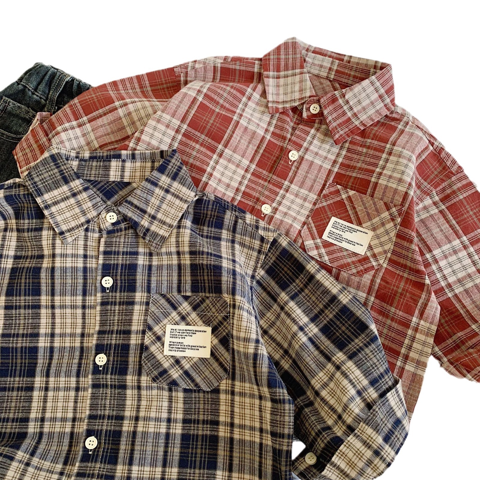 Camisas infantiles Mai Bao 2025 primavera y otoño nuevos productos de algodón para niños cuello cuadrado camisa de manga larga chaqueta de aire extranjero bebé