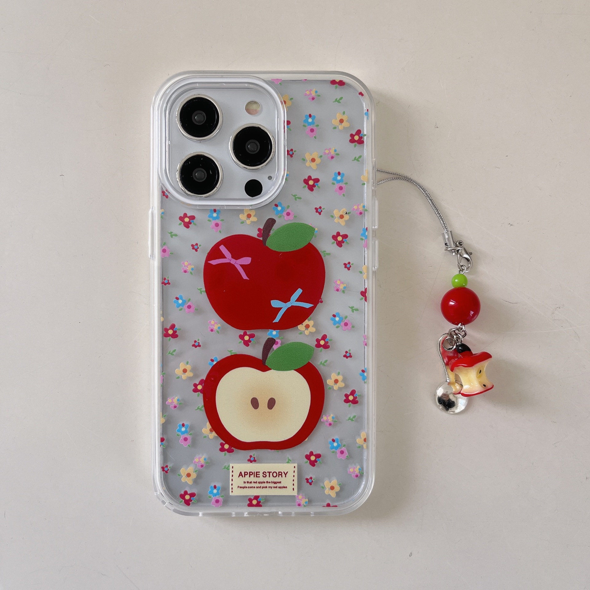 Divertido color fresco rojo manzana para iPhone 16 funda para teléfono móvil 15ProMax femenino 14/13 colgante 16P