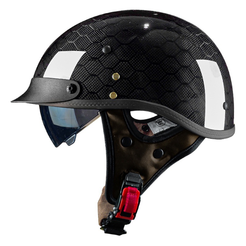 3C certificado medio casco de fibra de carbono de la motocicleta de los hombres de la motocicleta de las mujeres retro verano coche eléctrico primicia casco fábrica al por mayor