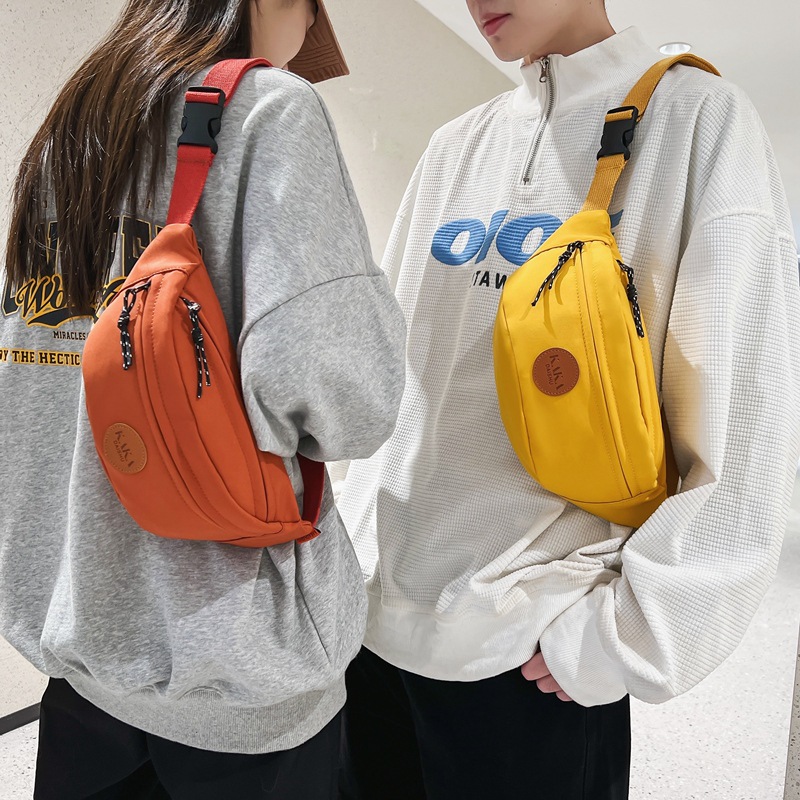 2023 bolsa de pecho de pareja simple bolsa de mensajero estudiante de moda bolsa de moda de color sólido compras viajes ins mismo bolso de pecho de moda