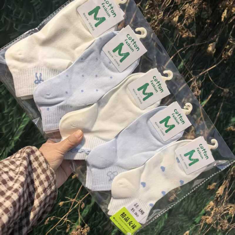 26春夏艺名易 女士低腰运动网眼棉袜船袜可爱小清新浅色女船袜