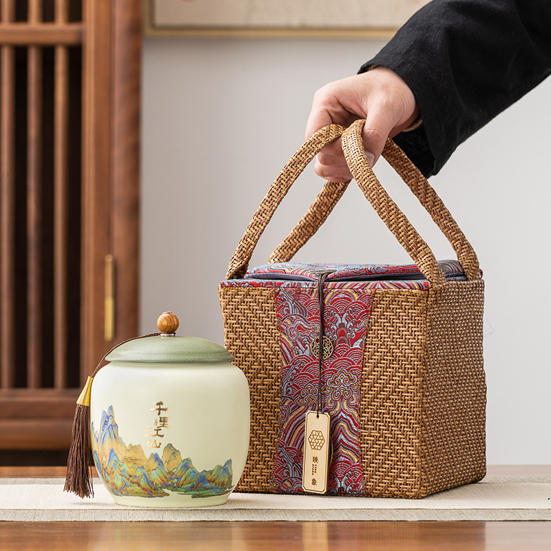 Tea jar ceramic large moisture-proof sealed jar boutique high-end storage empty jar home living room light luxury creative ornaments