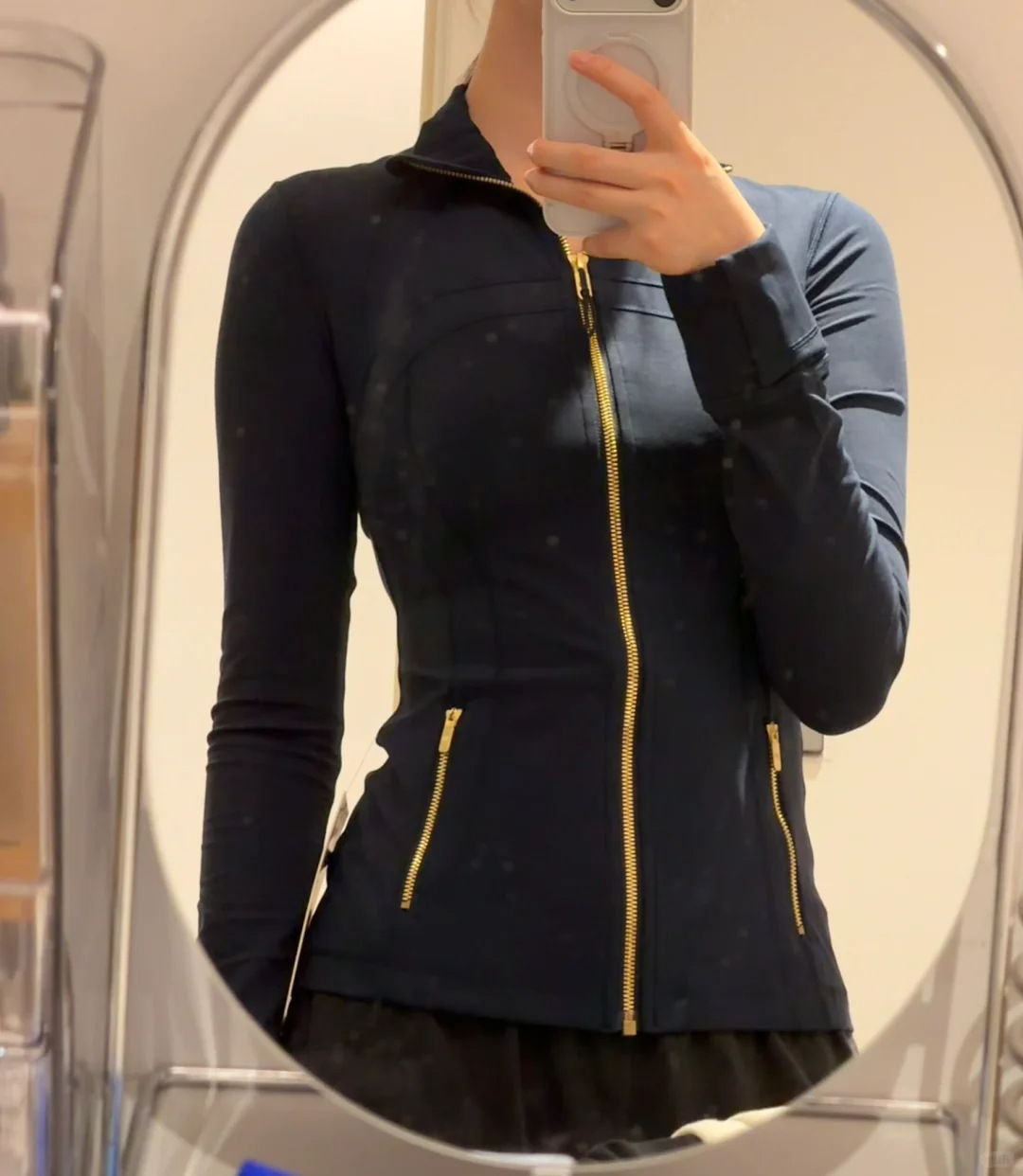 Women's Define Yoga Jacket With Gold Zipper, Slim Fit, Full Zip, Lightweight & Quick-Dry Athletic Top For Running, Gym, Casual Wear_ecoleips.com