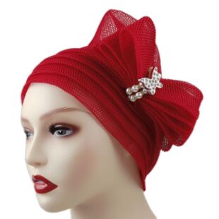 Manufacturer's Hot-Selling New Cross-Border Muslim Hats, Mesh Hats with Side Bowknot Decoration and African Hats in Stock