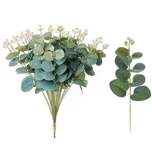 Amazon Cross-Border Artificial Single Branch Money Leaf Row Sign Eucalyptus Wedding Party Background Layout Accessories Decoration