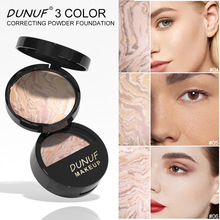 跨境彩妆DUNUF 3色修容烤粉盘强侧影修容粉饼修饰轮廓好气色外贸