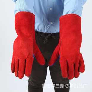 Factory Outlet Cowhide Welding Gloves Fire Line Protection Thickened Wear-resistant Welder Gloves Heat Insulation Handling Gloves