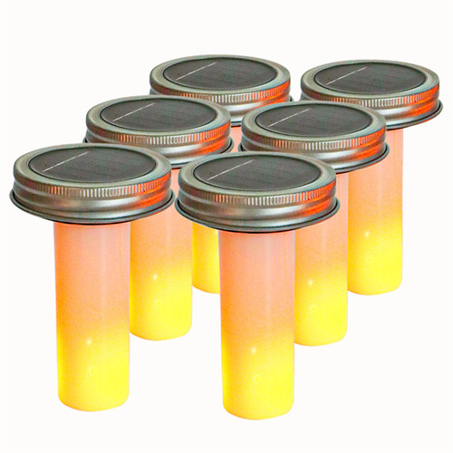 Factory wholesale solar Mason jar with 12 LED flame sun jar creative glass jar lid courtyard decorative light