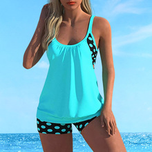 2025新款比基尼分体泳衣沙滩速干透气欧美耐穿复古波点高腰平角裤