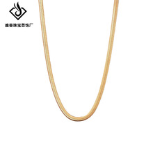 跨境欧美扁形蛇骨链项链女轻奢小众设计时尚百搭素链刀片锁骨颈链