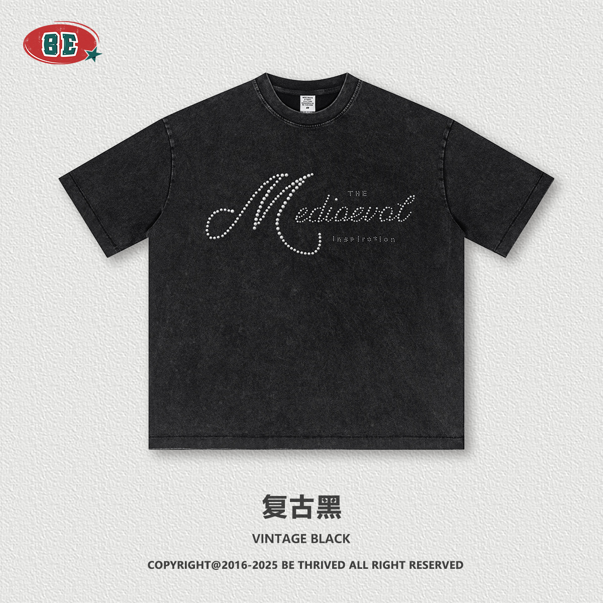 Camiseta de Manga Corta con Perlas para Hombre de Algodón Transpirable Suelto para Uso Casual