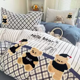 卡通全棉加厚磨毛床上四件套毛巾绣被套床品冬纯棉床单三件套床笠