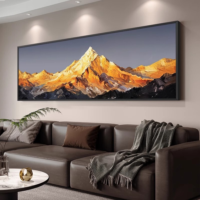 《背靠金山》手绘油画轻奢客厅装饰画沙发背景墙肌理画办公室挂画|undefined
