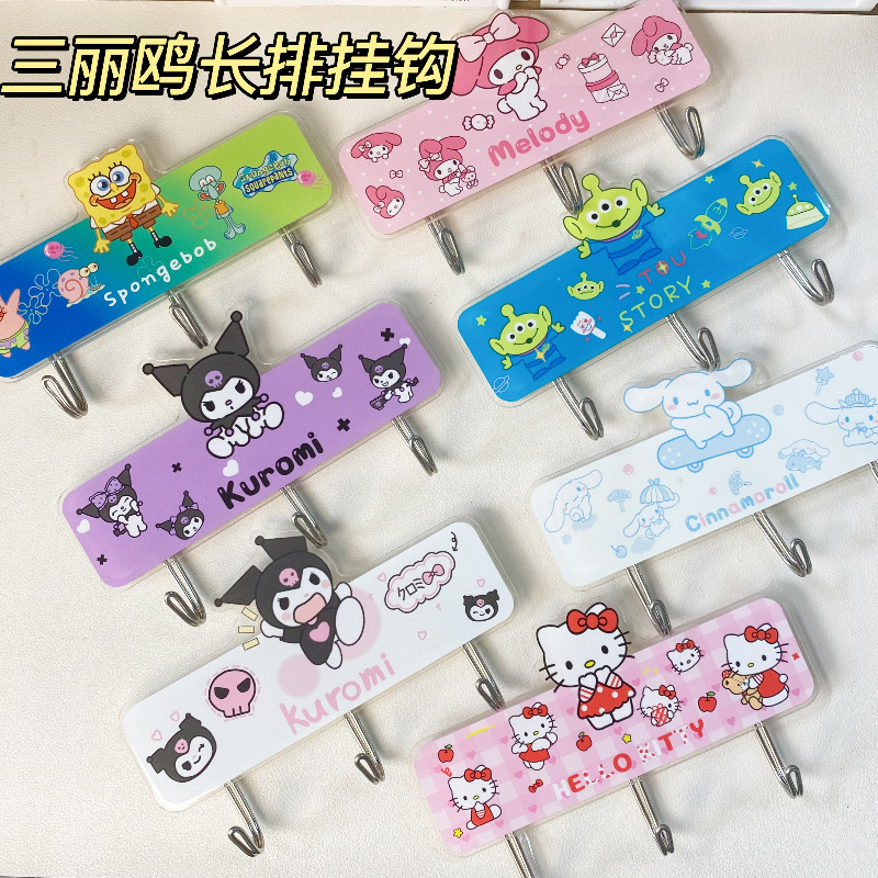 Door hooks Sanrio character Pachako and Kuromi bathroom hooks cute acrylic invisible hooks without drilling