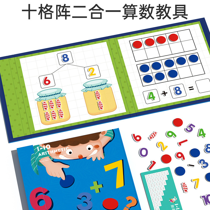 Diez cuadrícula matriz de iluminación digital jardín de infantes matemáticas aprendizaje aritmética de descomposición de los niños dentro de 20 adición y resta ayudas didácticas artefacto