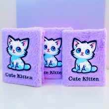 现货可爱卡通小猫刺绣毛绒记事本活页笔记本子高颜值日记本定制
