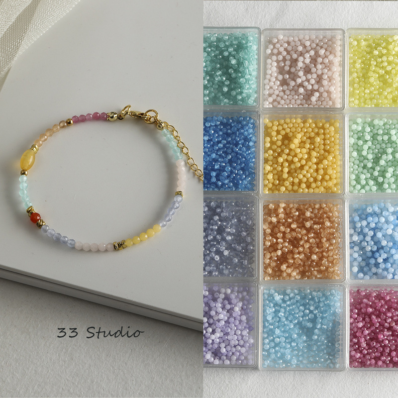 [Spring] 3mm natural cat's eye stone round cut loose beads bracelet necklace beaded diy accessories material beads