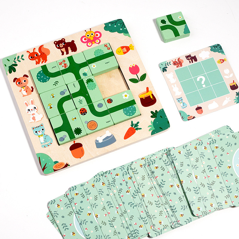 Iluminación de madera para niños que buscan rutas para romper juegos de mesa laberinto rompecabezas bloques de construcción desarrollo de juguetes de educación temprana intelectual