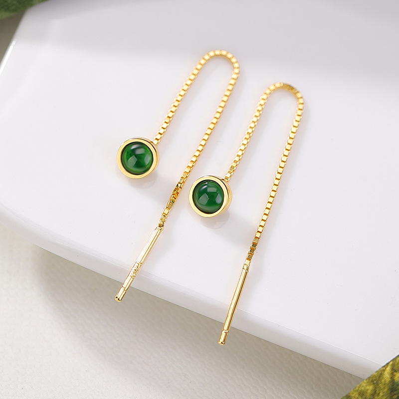 Bông tai bạc S925 mạ vàng cổ tròn dáng hoop nhỏ cao cấp — một cặp