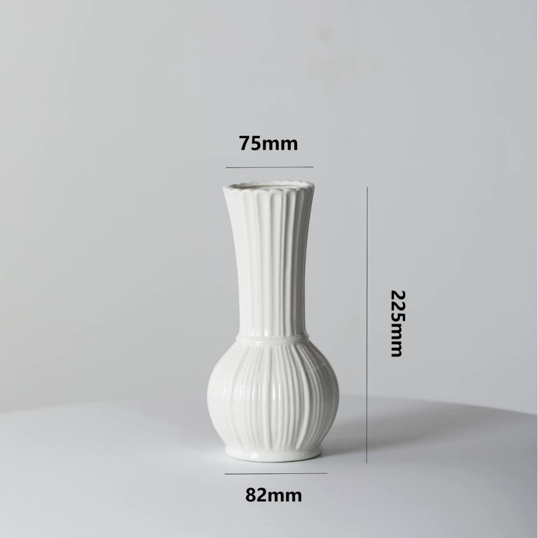 Чистый белый скандинавский винт керамическая ваза для гостиной цветочная вставка столешница минималистичные поделки декоративный цветок белая бутылка сухая ваза