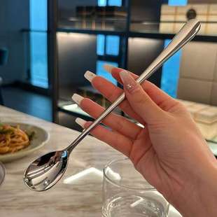 Stainless Steel Spoon Internet Celebrity Stirring Stick Household Long Handle Korean Ice Spoon Stirring Spoon Spoon Honey Dessert Spoon