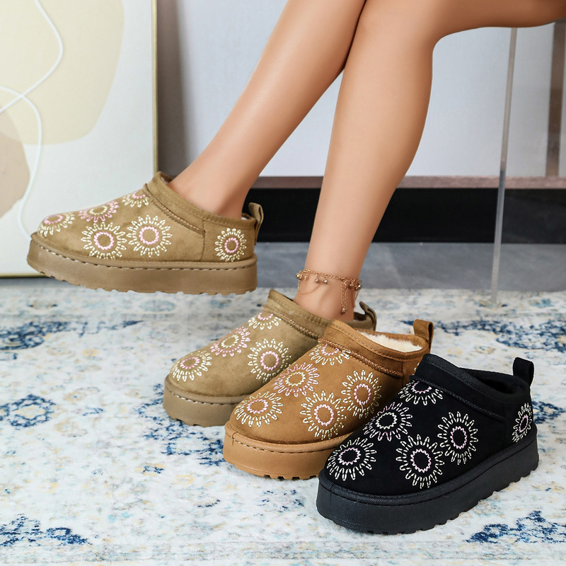 Retro 2026 closed-toe mules with thick soles, new style, plush lined, warm, casual winter snow boots for women