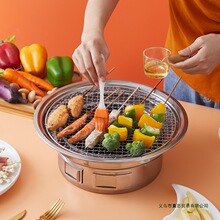 韩式碳烤炉家用室内无烟烤肉锅圆形商用户外便携式木炭烧烤炉碳炉