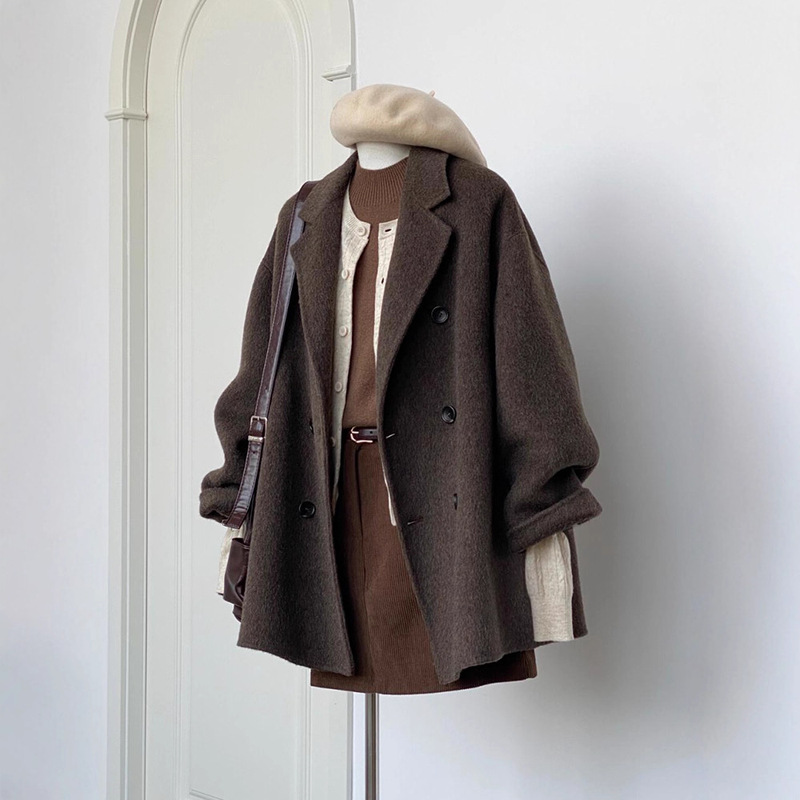 Women's Short Woolen Suit Jacket for Petite Figures, 2026 New Autumn and Winter Style, Thickened Cashmere Wool Coat, Versatile