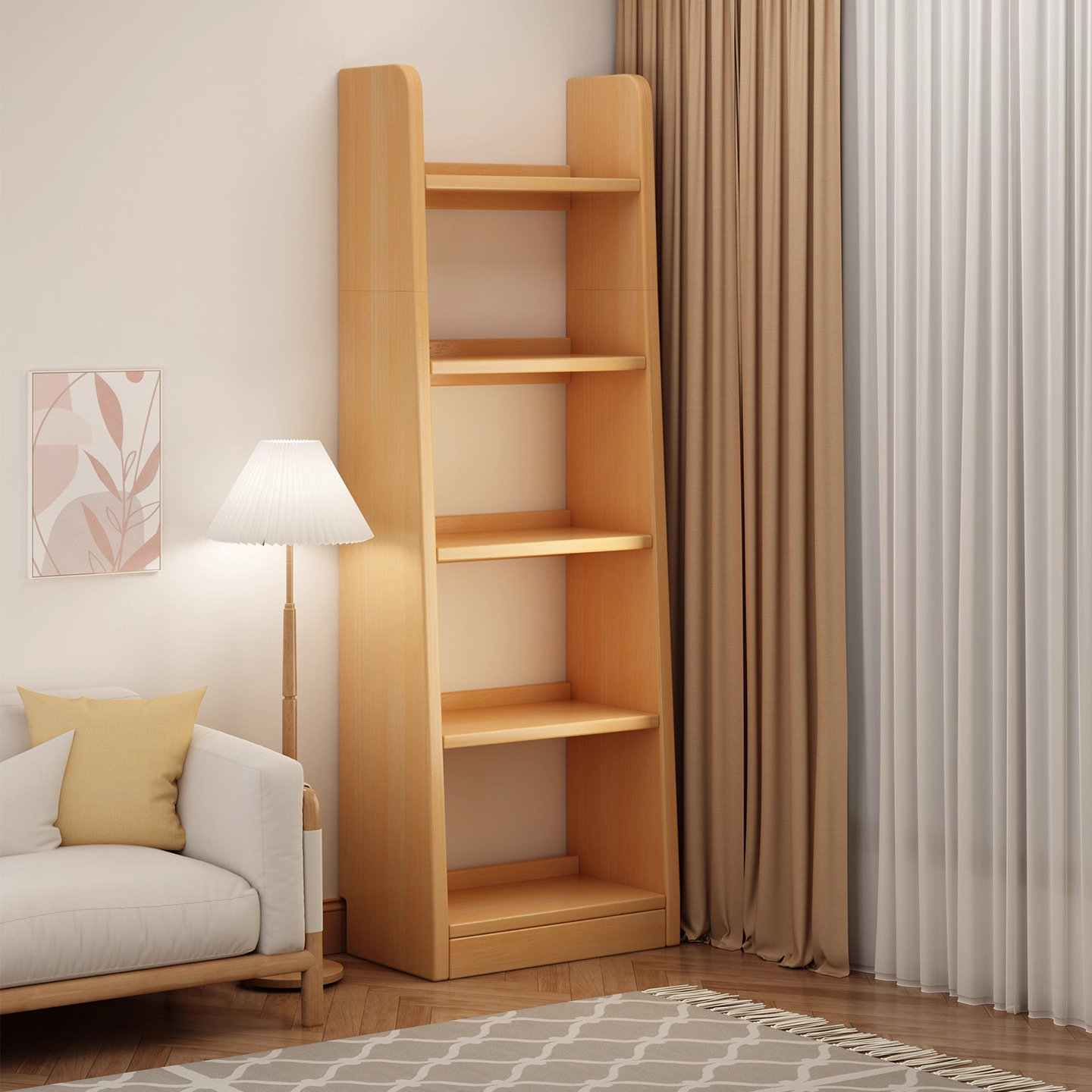 Bookshelf Floor-Standing Storage Rack Home Living Room Storage Cabinet Open Student Bookcase Retro Storage Cabinet Simple Storage Cabinet