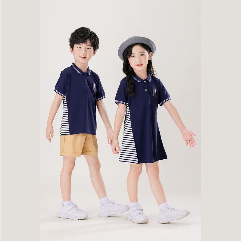 유치원 여름 졸업 사진 수업 원피스 영국 스타일 어린이 원피스 반팔 세트 학교 원피스 초등학생 여름 원피스