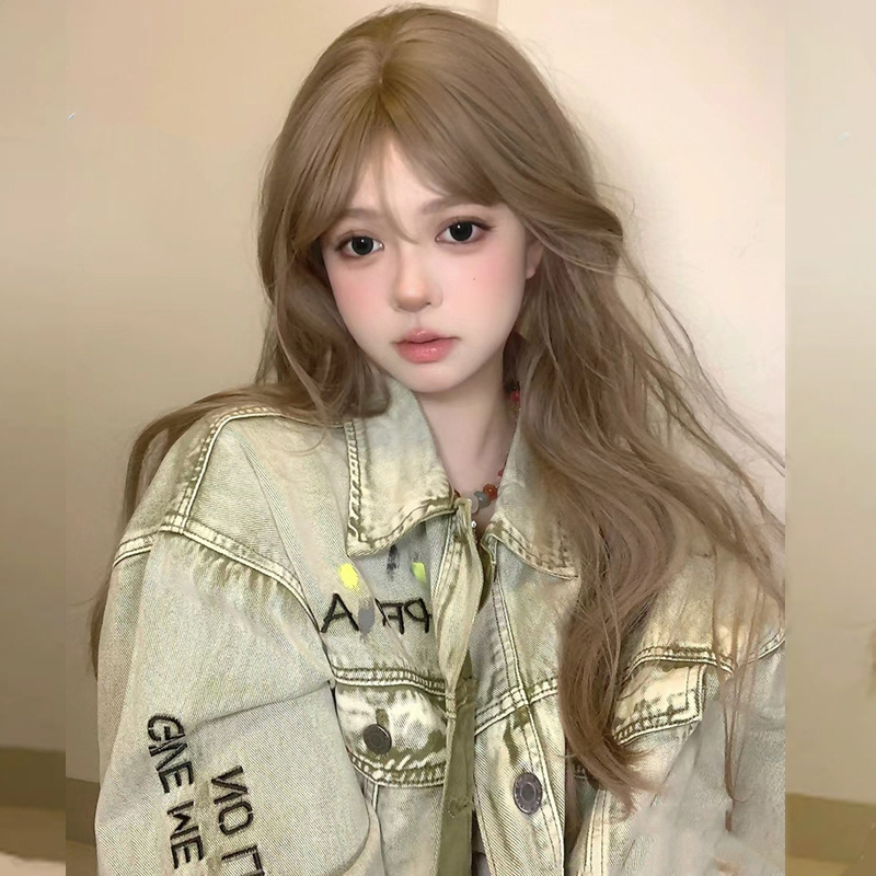 Princess Li Internet celebrity JK wig female full head cover curly hair big wave lolita full top y2g Elf