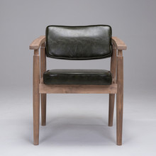 7K实木复古做旧米色靠背椅欧式扶手咖啡厅餐厅餐椅书房休闲椅