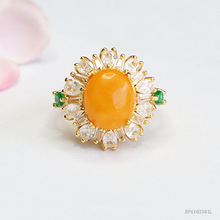 眷钰 波罗的海琥珀戒指天然蜜蜡指环珠宝直播货源代发HP4102301L