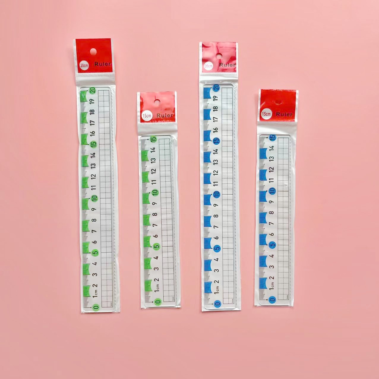 防近视直尺带波浪线15cm20cm中小学生用透明考试绘图刻度尺子批发