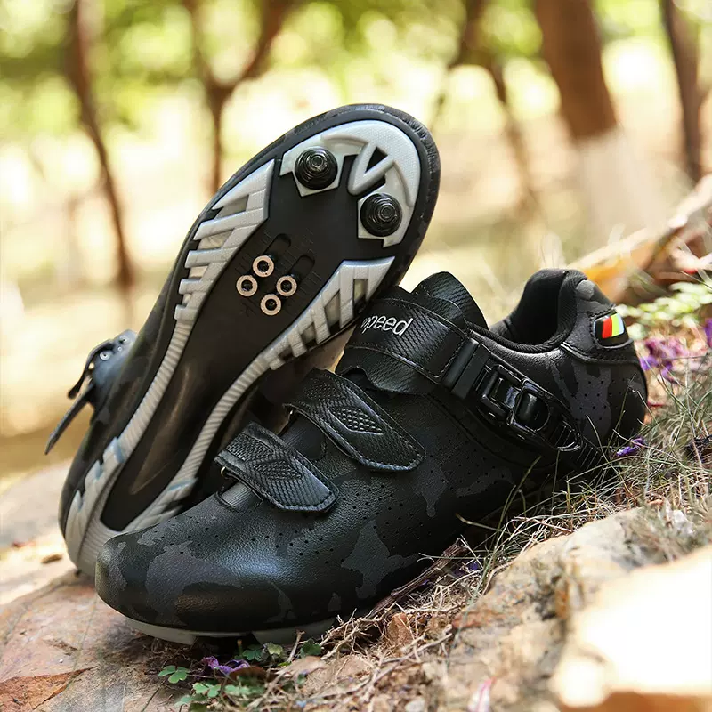 专业户外骑行鞋男女款成人魔术贴搭扣公路锁鞋山地锁鞋无锁骑行鞋