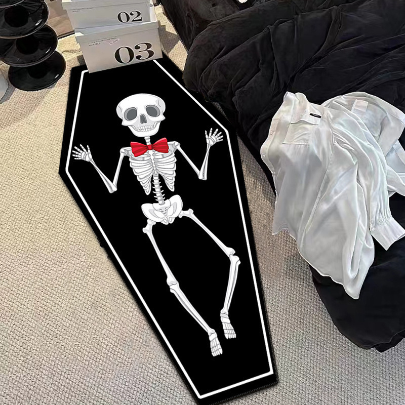 クロスボーダー特別フロアマット特殊形状クリスタルベルベットハロウィンスカルパーティーフロアマット家の装飾寝室のベッドサイドブランケット|undefined