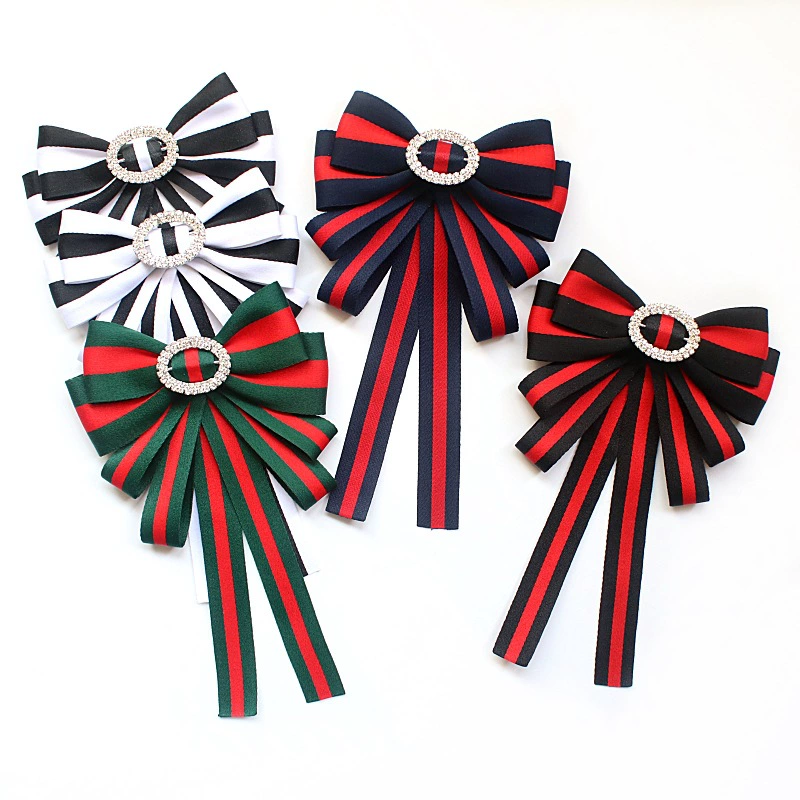 Трансграничные горячие продажи преувеличенные большие версии в полоску со стразами брошь с бантом коршуном рубашка декоративный галстуком-воротником аксессуары